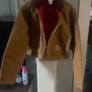 Carhartt Tan Jacket with Red Interior